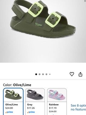 OshKosh B'gosh Olive Sandals with Lime Buckles